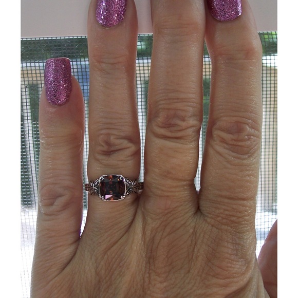 925 STERLING SILVER Chocolate Cubic Zirconia With Butterfly Sides Ring - Picture 9 of 16